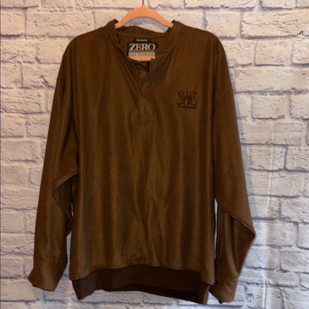 Zero Restriction Golf Outerwear Men's Microsuede Brown Shirt Size Large